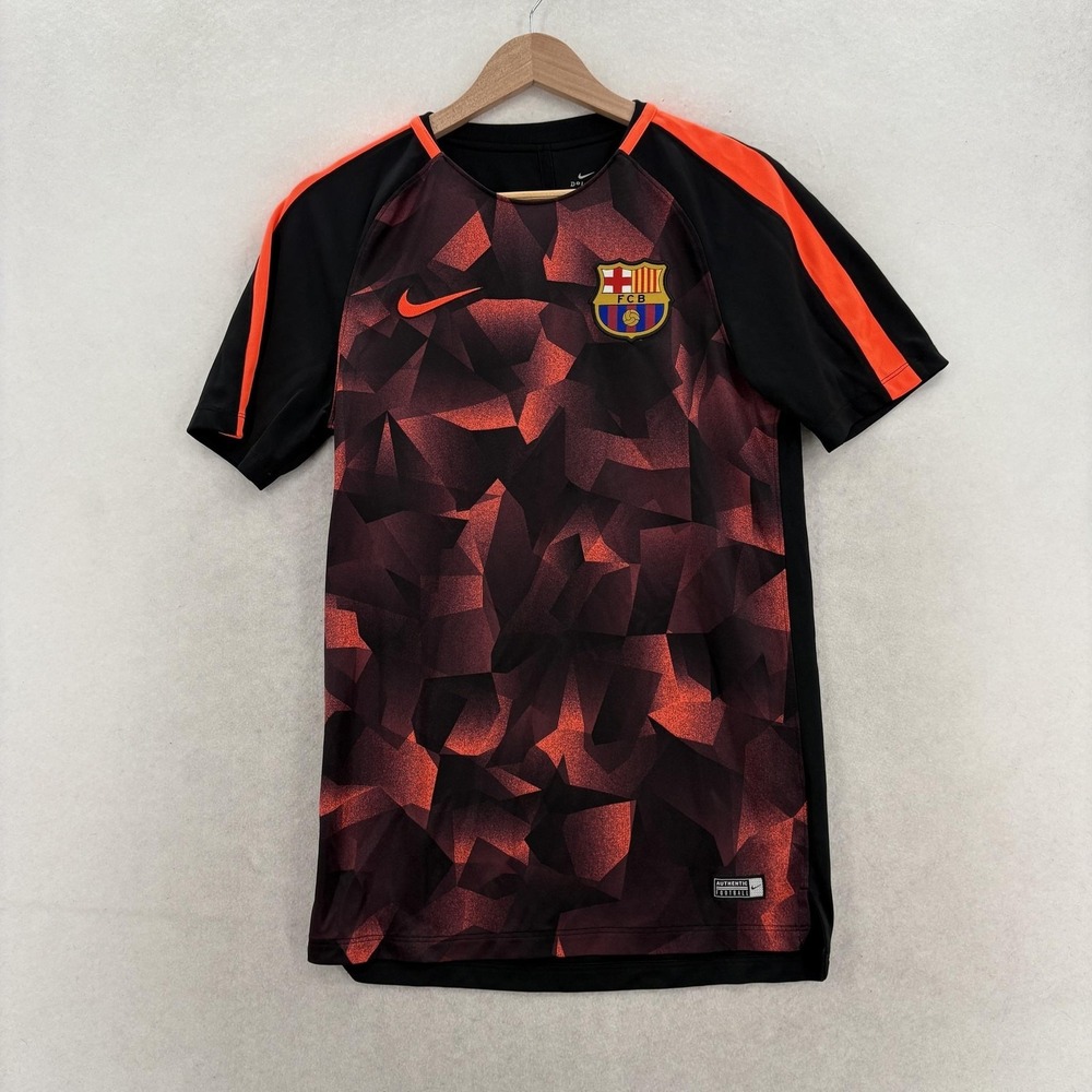 FC Barcelona Jersey Mens Small Black La Liga Soccer Nike Dri Fit Squad Pre Match